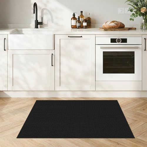 Upgraded Waffle Bathroom Rug: 2x3 Rug Super Absorbent Door Mat Black - Image 3