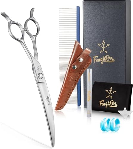 High-end Professional Dog Grooming Curved Scissors Pet Curved Shears 7.5 Inches by Fengliren%C2%AEDedicatedToScissorsForOver40Years