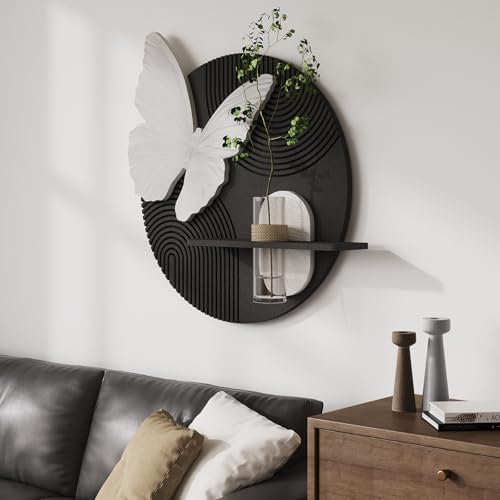 3D Black and White Modern Minimalist Butterfly Wall Art Decor, 24x24 Inch - Image 4