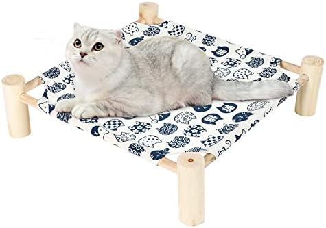 Patas Lague Cat Hammock Bed Small Eleveted Dog Bed 19x19 in White Cat - Image 2