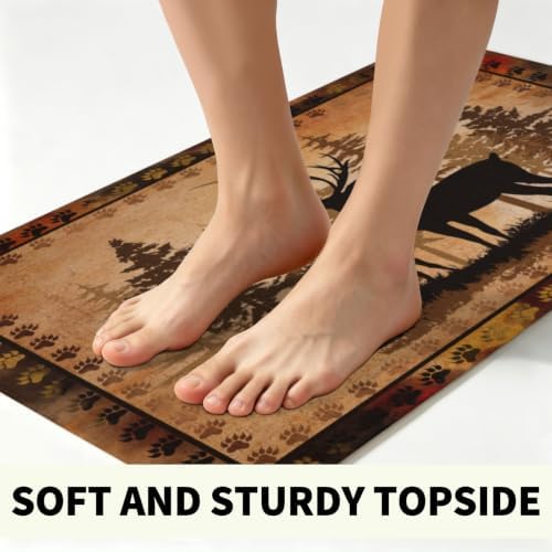 Giwawa Forest Deer Bath Rug Wildlife Animal Low Pile Entryway Carpet 20x32 Inch - Image 3