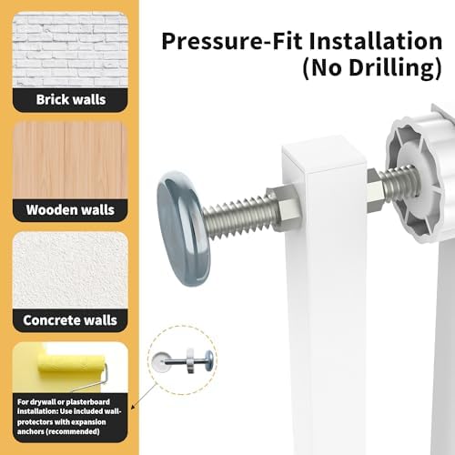 78.74" Extra Tall Cat Gate for Doorway, Wide Adjustable 27.56"-41.7" No - Image 6