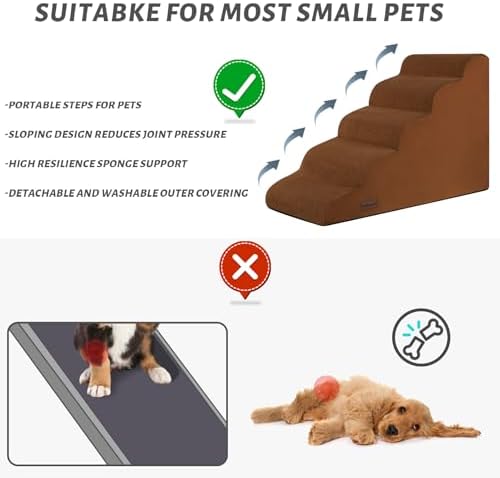 Aodisman Dog Stairs for High Bed, 5-Step Pet Ramp for Small Dogs and Cats - Image 4
