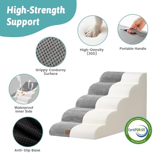 COZY KISS Dog Stairs for Small Dogs, 5 Step Pet Stairs for Beds & Couches - Image 5