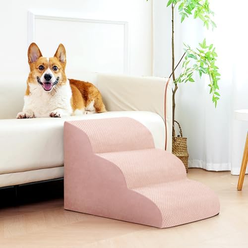 Dog Stairs for Small Dogs, 3 Tiers High Density Foam Dog Ramp, Extra Wide - Image 5