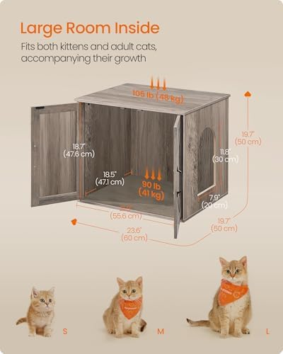Feandrea Cat Litter Box Enclosure, Indoor Pet House End Table - Image 5