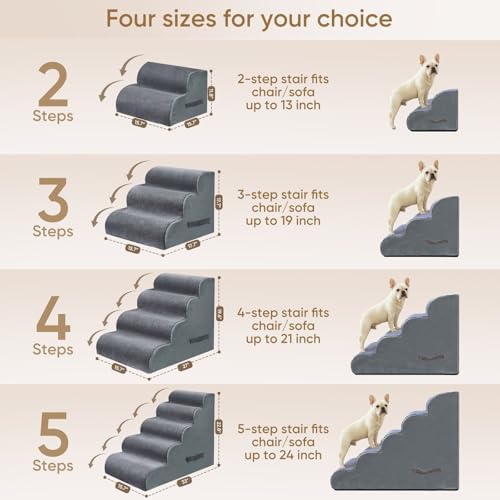 PAWSCRAT 2-Step Pet Stairs for High Beds & Sofas, 11.8''H Dog Stairs - Image 2