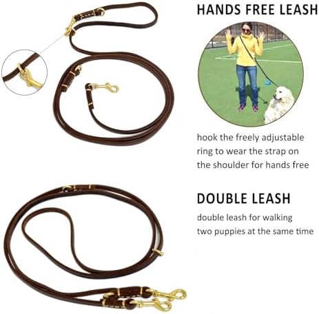 Multi Function 8ft Genuine Leather Hands Free Dog Training Leash - Image 3