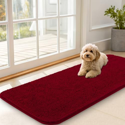 OLANLY Dog Door Mat for Muddy Paws 47x20, Super Absorbent Chenille Mud Mat by OLANLY
