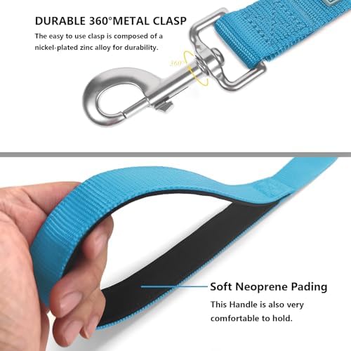 6 FT Reflective Dog Leash for Medium Dogs, Sky Blue - Image 4