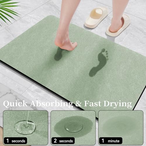 Sage Green Bathroom Mat Rug Sets 2 Piece Stone Bath Mats - Image 3