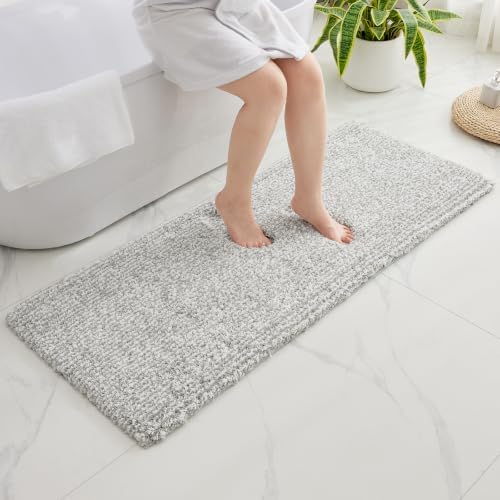 Disolla Grey & White Bathroom Runner Rug 24x70, Plush Extra Large Bath Mat by Disolla
