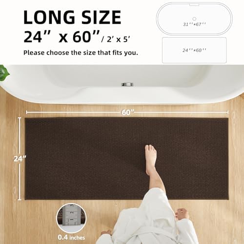 TYUU Bathroom Runner Rug, Long Bath Mat Washable Thin Quick Dry Low Pile - Image 2