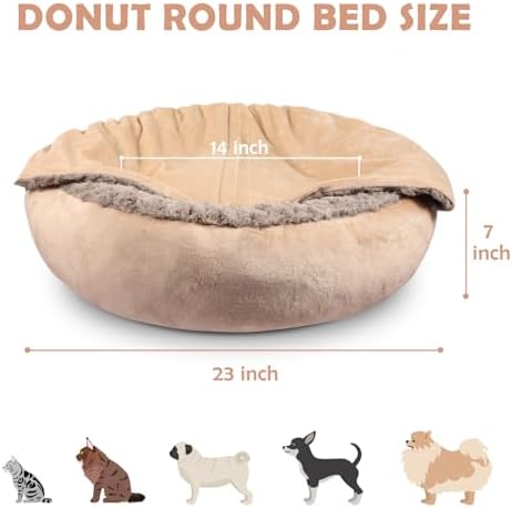 JOEJOY Small Dog Cat Bed With Hooded Blanket, Cozy Cuddler Luxury Puppy Pet - Image 5
