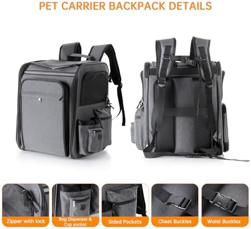 Cat Backpack Carrier, Double Side Expandable Cat Carrier Backpack, Dog Carrier - Image 6