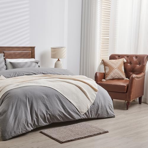 CozeCube Melange Brown Shaggy Bath Mat 24"x16" Non Slip Washable Rug - Image 6