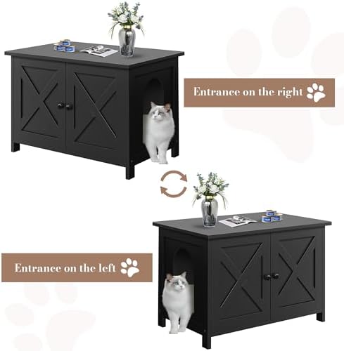 JY QAQA Cat Litter Box Enclosure, Litter Box Furniture Hidden - Image 4