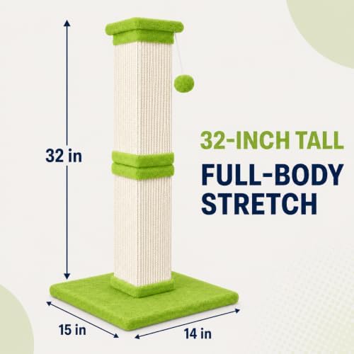 Vertical Cat Scratching Post for Indoor Cats, Sisal Scratch Tower - Image 2