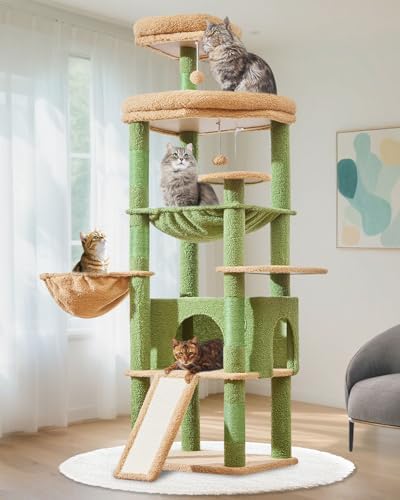 Taoqimiao Cat Tree for Large Cats, 72In Tall Cat Tower, Giant Platform by Taoqimiao
