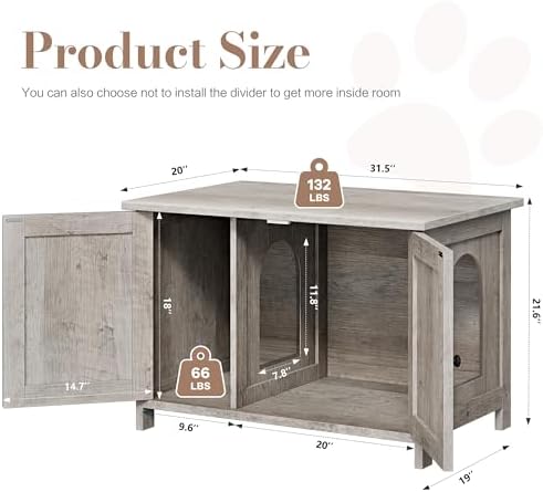JY QAQA Cat Litter Box Enclosure, Litter Box Furniture Hidden - Image 2