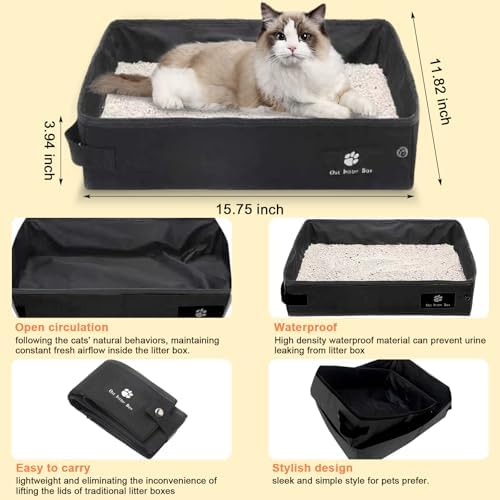 Cat Carrier with Litter Box, Cat Travel Carrier Soft Sided & Foldable Travel - Image 4