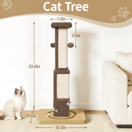 33.8" Tall Sisal Vertical Cat Scratching Post - Image 6