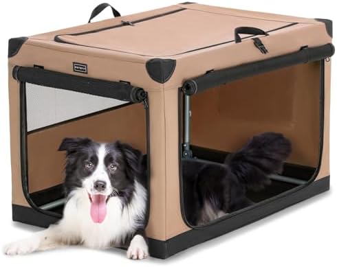 PETSFIT 36" Soft Portable Dog Crate – Patented Spiral Sturdy Frame, Collapsible by Petsfit