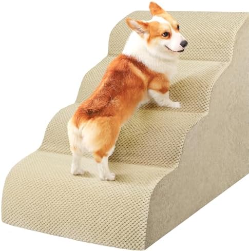 Dog Stairs for Small Dogs, High Density Foam Dog Steps, Extra Wide Non-Slip Pet by Heeyoo