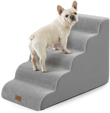 COZY KISS Extra Wide Dog Stair for Small Dog, 5 Step Pet Ramp for Bed by COZYKISS