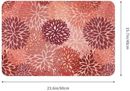 Red Flowers Bath Mat 24x16 Inch Non-Slip Soft Microfiber Bathroom Rugs Washable - Image 3