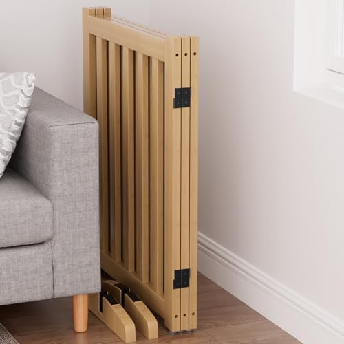 Wooden Freestanding Foldable Dog Gate, 24 Inch Height 3 Panel Pet Gate No Drill - Image 6
