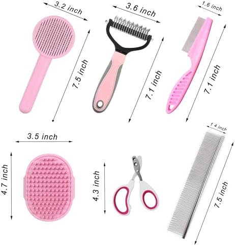 Cat Deshedding & Dematting Brush Kit, 6 Self-Cleaning Tools - Image 7