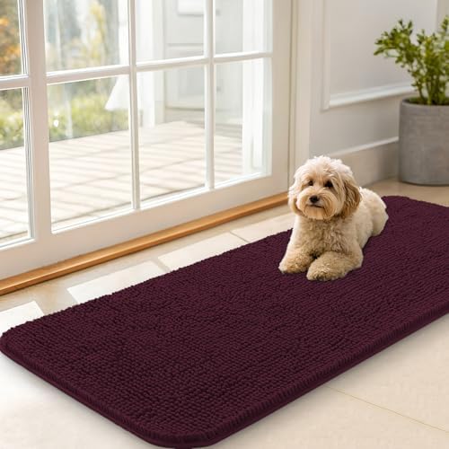 OLANLY Dog Door Mat for Muddy Paws 47x20, Super Absorbent Chenille Mud Mat by OLANLY