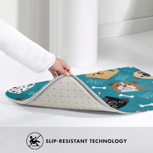 Cute Dogs Bath Mat Non-Slip Soft Microfiber Bathroom Rugs Washable Bathmat - Image 4