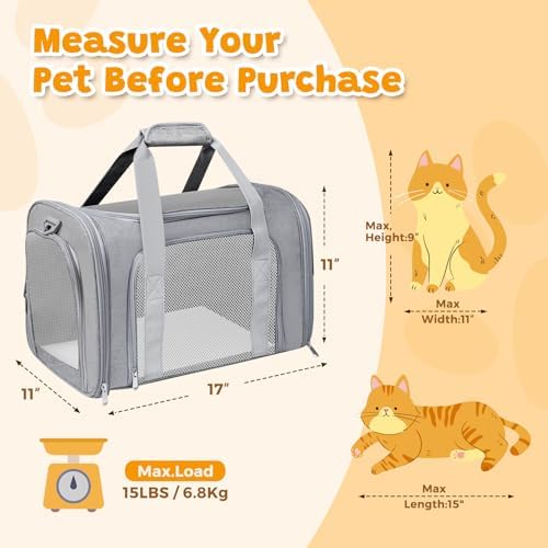 Cat Carrier Soft Up to 16 Lbs, Breathable Pet Travel Bag - Image 2