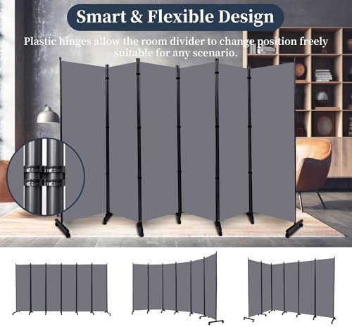 Room Divider 6 Panel-132''Wide Folding Privacy Screen, Large Partition Wall - Image 5
