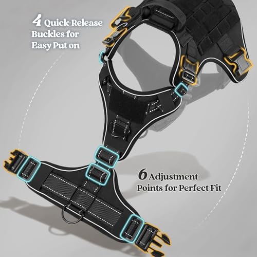 rabbitgoo Tactical Dog Harness for Medium, Heavy Duty Military No Pull Vest - Image 4