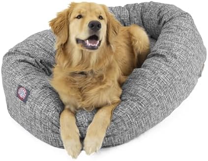 Majestic Pet Bagel Calming Dog Bed 32 in Medium, Round Washable, Lt. Black by MajesticPet