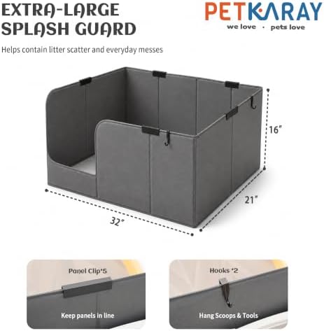 PETKARAY Extra Large Waterproof Cat Litter Box Enclosure Splash Guard - Image 2