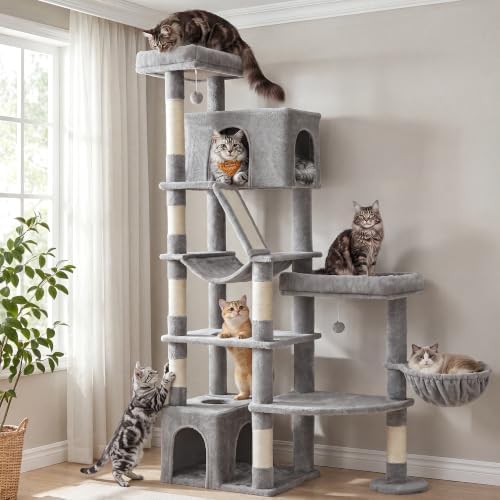 Feandrea Large Cat Tree, 74.1" Tall Sturdy Cat Tower by FeandreabySONGMICSHOME