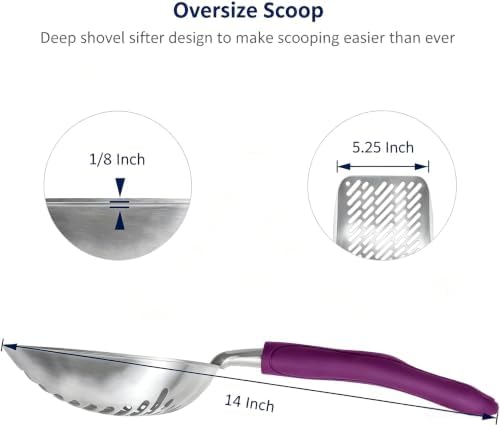 WePet Cat Litter Scoop, Aluminum Alloy Sifter, Kitty Metal Scooper, Deep Shovel - Image 2