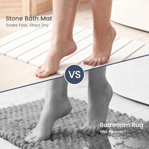 Meowoo Foldable Stone Bath Mat, 15.7" x 11.8" Diatomaceous Earth Mat - Image 6