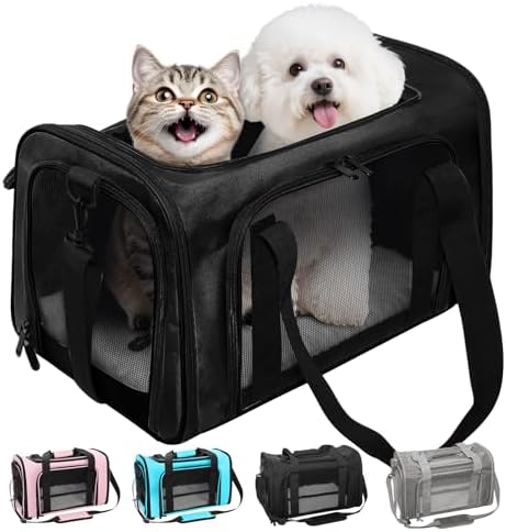 Soft-Sided Cat Carrier 20x13x13 in Expandable Travel Pet Bag 22LBS by Lowiparr