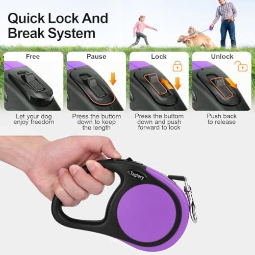 Taglory Retractable Dog Leash, One-Handed Brake - Image 3