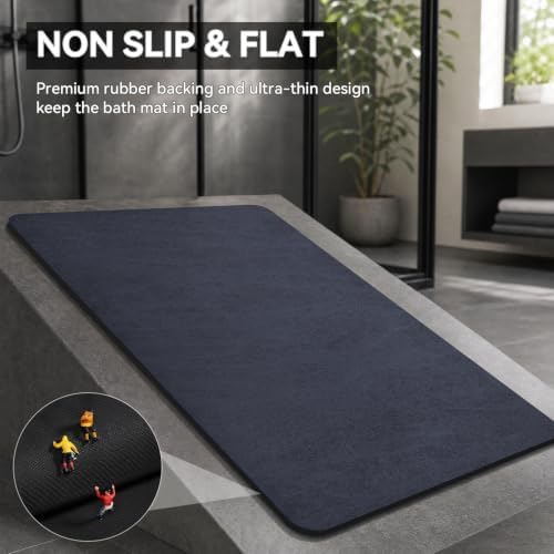 MontVoo -Bath Mat Rug-Rubber Backing Non Slip Quick Dry Absorbent Thin Bathroom - Image 5