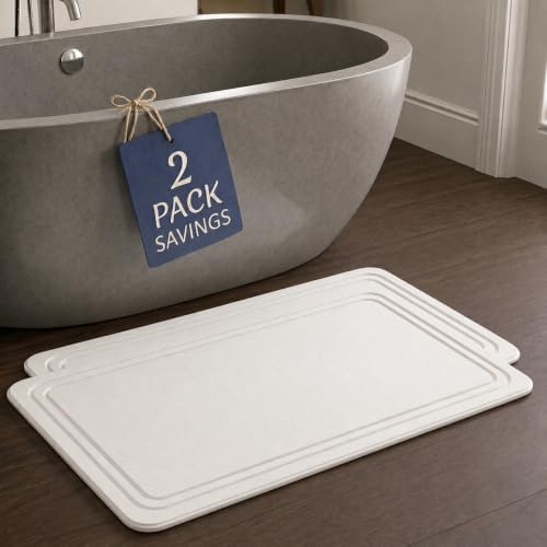 Stone Bath Mat – Diatomaceous Earth Quick Drying Non-Slip Bathroom Mat – by PebbleNest