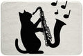Erosebridal Black Cat 20"X 32" Bath Mat, Saxophone Music Theme Doormats Floor by Erosebridal
