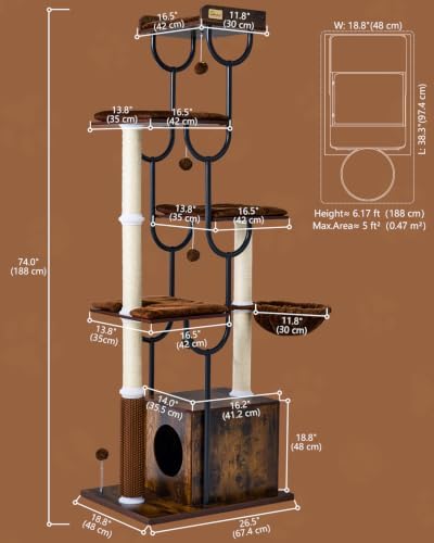 FourFurPets 74" Cat Tree, Cat Tower - Image 5