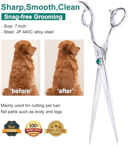 Dog Grooming Straight Scissors 7 inch Professional Pet Shears Made Of Japanese - Image 4