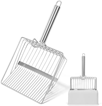 Cat Litter Scoop with Holder, Heavy Duty Metal Litter Sifter with Storage Stand by Unknown